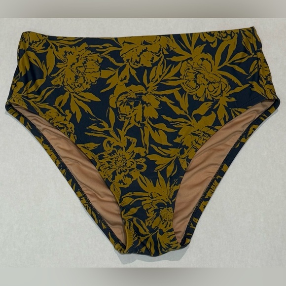 Madewell Navy and Gold Floral Bikini Bottom - Picture 1 of 4